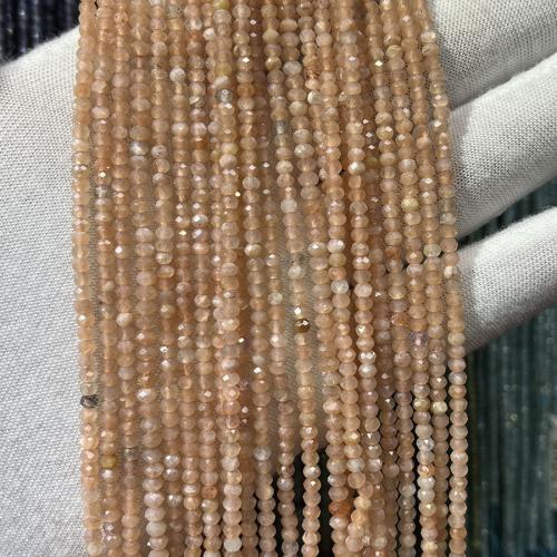 Grânulos de gemstone jóias, pedra do sol, ábaco, joias de moda & DIY & facetada, cores misturadas, 2x3mm, comprimento Aprox 38 cm, vendido por PC
