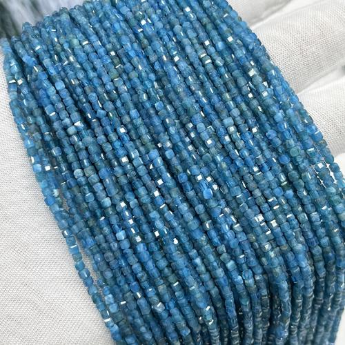 Grânulos de gemstone jóias, Apatites, Quadrado, joias de moda & DIY & facetada, azul, 2.50mm, vendido para Aprox 38 cm Strand