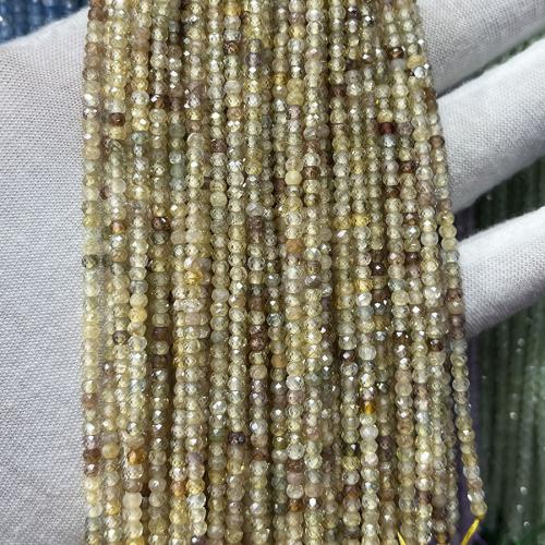 Grânulos de gemstone jóias, zircone em forma de cubo, ábaco, joias de moda & DIY & facetada, amarelo, 2x3mm, vendido para Aprox 38 cm Strand