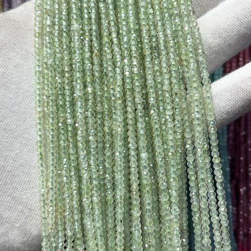 Gemstone Jewelry Beads, Natural Prehnite, Abacus, fashion jewelry & DIY & faceted, green, 2x3mm, Sold Per Approx 38 cm Strand