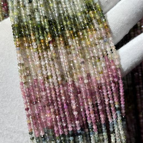 Gemstone Jewelry Beads, Tourmaline, Abacus, fashion jewelry & DIY & faceted, multi-colored, 2x3mm, Sold Per Approx 38 cm Strand