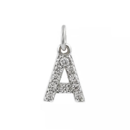 Cubic Zirconia Micro Pave Brass Pendant, Alphabet Letter, DIY & different styles for choice & micro pave cubic zirconia, Sold By PC