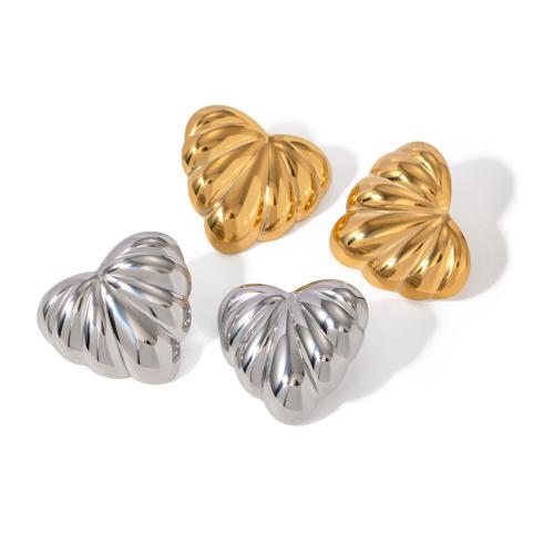 Stainless Steel Stud Earrings, 304 Stainless Steel, Heart, Vacuum Ion Plating, fashion jewelry & for woman, more colors for choice, 26x30mm, Sold By Pair