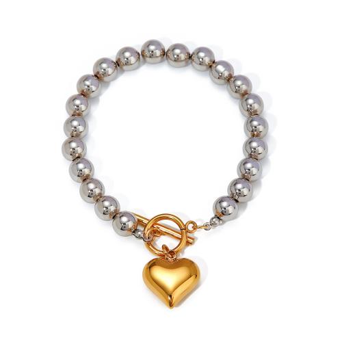Pulseira  de jóias de aço inox, Aço inoxidável 304, Coração, joias de moda & para mulher, comprimento Aprox 22 cm, vendido por PC