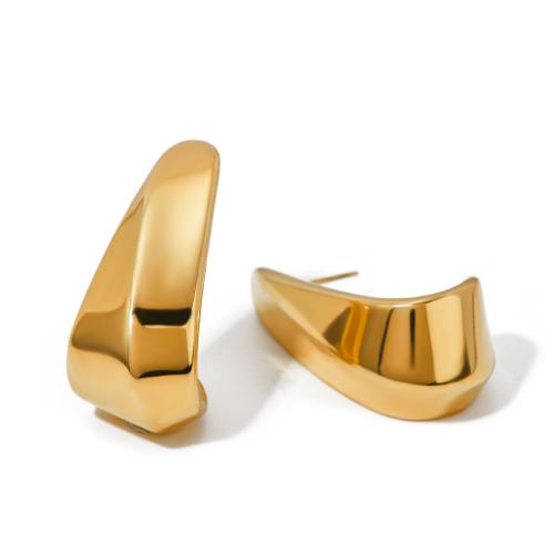Boucle d'oreille de gaujon en acier inoxydable, Acier inoxydable 304, Plaqué or 18K, bijoux de mode & pour femme, doré, 35.10x16.10mm, Vendu par paire