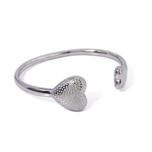 Narukvica od nehrđajućeg čelika, 304 nehrđajućeg čelika, Srce, modni nakit & za žene, Unutarnji promjer:Približno 62mm, Prodano By PC