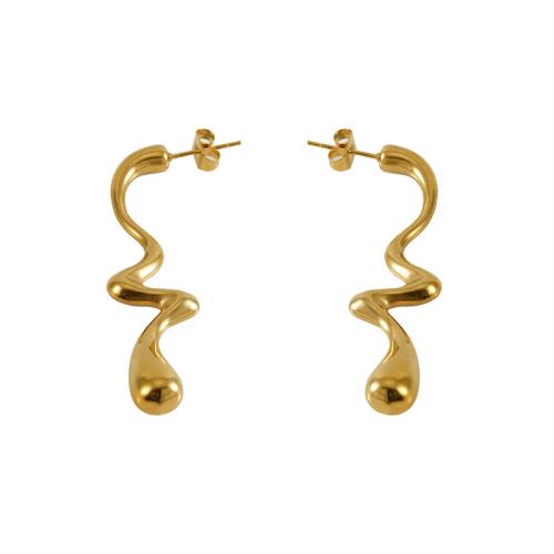 Stainless Steel Stud Earrings, 304 Stainless Steel, 18K gold plated, fashion jewelry & for woman, golden, 53mm, Sold By Pair