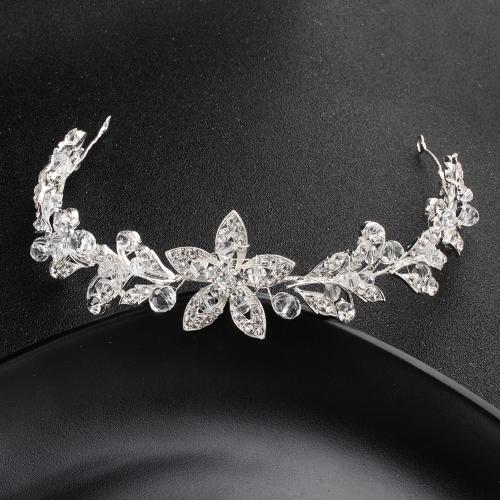 Faixa de Cabelo, liga de zinco, with cristal, joias de moda & para mulher, prateado, comprimento Aprox 31 cm, vendido por PC