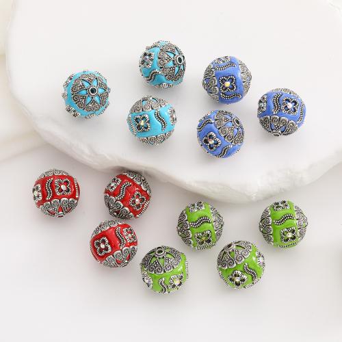 Tibetan Style Jewelry Beads, with Polymer Clay, silver color plated, DIY, more colors for choice, nickel, lead & cadmium free, 18mm, 50PCs/Bag, Sold By Bag