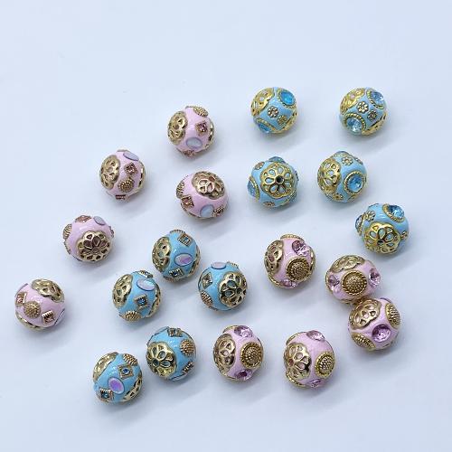 Tibetan Style Jewelry Beads, with Polymer Clay, gold color plated, DIY, more colors for choice, nickel, lead & cadmium free, 18mm, 50PCs/Bag, Sold By Bag