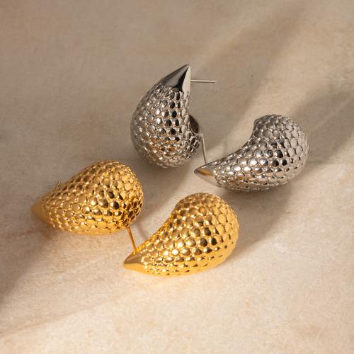 Stainless Steel Stud Earrings 304 Stainless Steel Teardrop plated fashion jewelry Sold By Pair