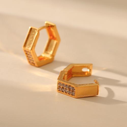 Cubic Zirconia Micro Pave Brass Earring, plated, fashion jewelry & micro pave cubic zirconia, golden, nickel, lead & cadmium free, 5x17.50mm, Sold By Pair