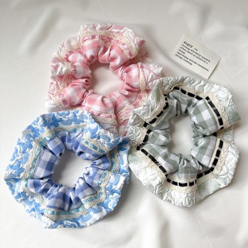 Hair Scrunchies, Cloth, with Lace, handmade, for woman, more colors for choice, Sold By PC