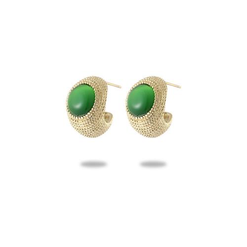 Stainless Steel Stud Earrings, 304 Stainless Steel, plated, for woman & enamel, golden, Sold By Pair