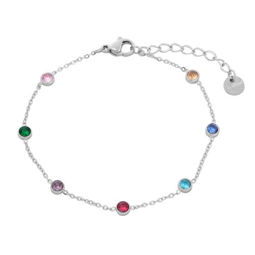 Stainless Steel Jewelry Bracelet, 304 Stainless Steel, with 4CM extender chain, plated, for woman & with rhinestone, more colors for choice, Length:Approx 16 cm, Sold By PC