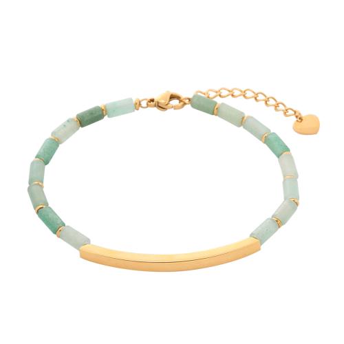 Stainless Steel Jewelry Bracelet, 304 Stainless Steel, with Aventurine, with 4CM extender chain, plated, for woman, more colors for choice, Length:Approx 16 cm, Sold By PC