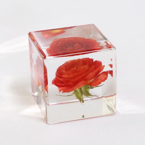 Fashion Decoration, Resin, with Dried Flower, epoxy gel, for home and office, red, 50x50x50mm, 6PCs/Box, Sold By Box