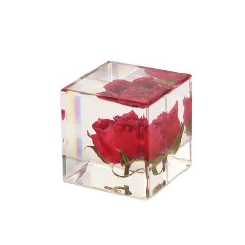 Fashion Decoration, Resin, with Dried Flower, epoxy gel, for home and office, red, 40x40x40mm, 6PCs/Lot, Sold By Lot