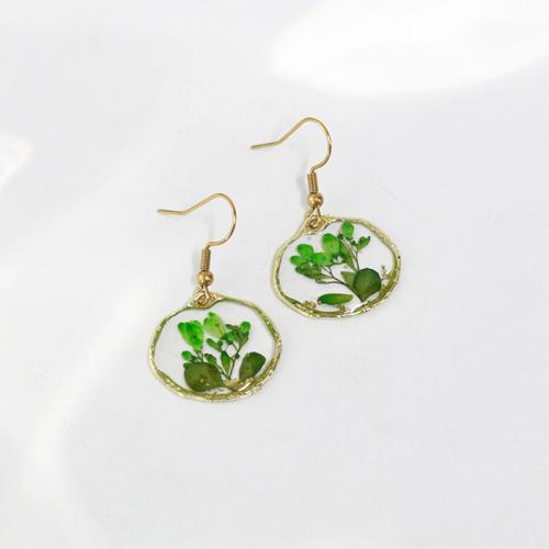 Pressed Dried Flower Jewelry  Zinc Alloy with Dried Flower & Resin & 304 Stainless Steel epoxy gel & for woman Sold By Bag