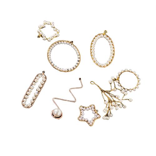 Messing Smykker Vedhæng, med Plastic Pearl, du kan DIY & forskellige stilarter for valg, gylden, 10pc'er/Bag, Solgt af Bag