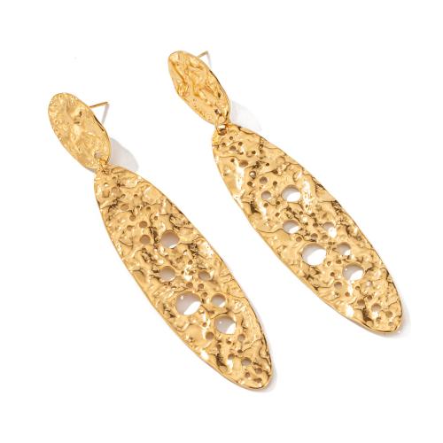 Titanium Steel Drop Earring, 18K gold plated, different styles for choice & for woman & hollow, Sold By Pair
