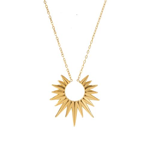 Titanium Steel Necklace with 1.96inch extender chain Flower gold color plated fashion jewelry & for woman Length Approx 17.7 Inch Sold By PC