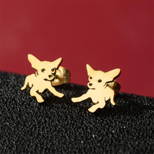 Stainless Steel Stud Earrings 304 Stainless Steel Dog fashion jewelry & for woman Sold By Pair