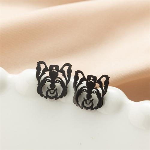 Stainless Steel Stud Earrings 304 Stainless Steel Dog fashion jewelry & for woman Sold By Pair