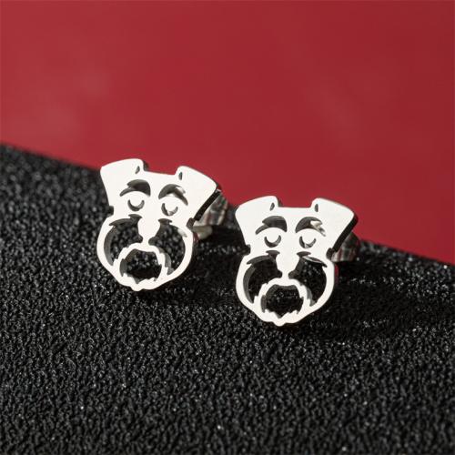 Stainless Steel Stud Earrings, 304 Stainless Steel, Dog, fashion jewelry & for woman, more colors for choice, 12mm, Sold By Pair