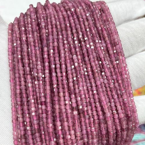 Gemstone Jewelry Beads, Tourmaline, Square, fashion jewelry & DIY & faceted, pink, 2.50mm, Sold Per Approx 38 cm Strand