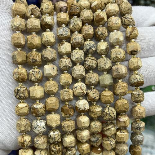 Natural Picture Jasper Beads Square fashion jewelry & DIY & faceted mixed colors Sold Per Approx 38 cm Strand