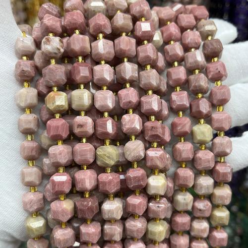 Rhodonit Perlen, Quadrat, Modeschmuck & DIY & verschiedene Größen vorhanden & facettierte, gemischte Farben, verkauft per ca. 38 cm Strang