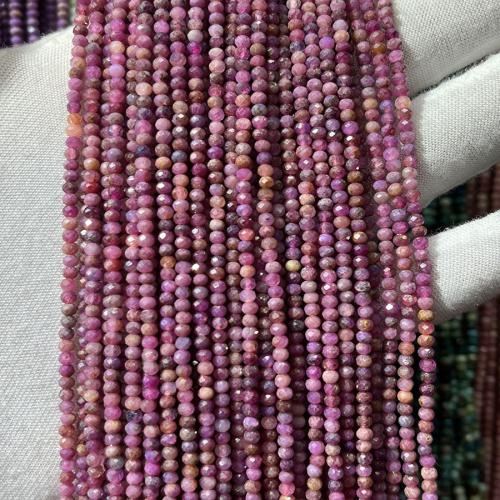 Gemstone smykker perler, Rubin, Abacus, mode smykker & du kan DIY & facetteret, blandede farver, 2x3mm, Solgt Per Ca. 38 cm Strand