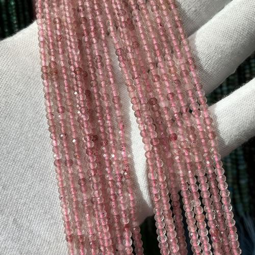 Prirodni kvarc nakit Beads, jagoda kvarc, Računaljka, modni nakit & možete DIY & faceted, roze, 2x3mm, Prodano Per Približno 38 cm Strand