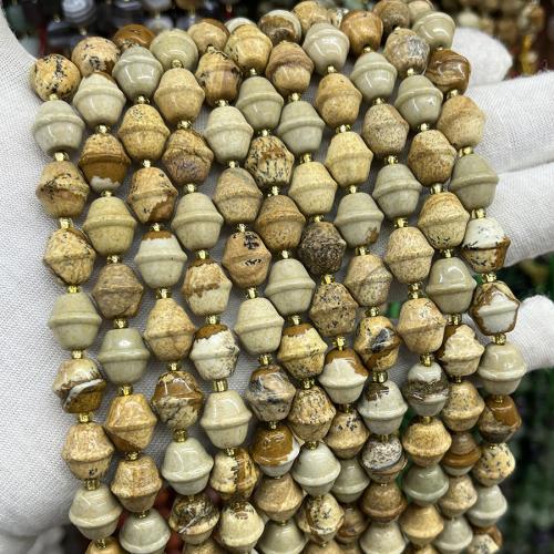 Perles en jaspe image, jaspe de photo, bijoux de mode & DIY, couleurs mélangées, 10x11mm, Vendu par Environ 38 cm brin