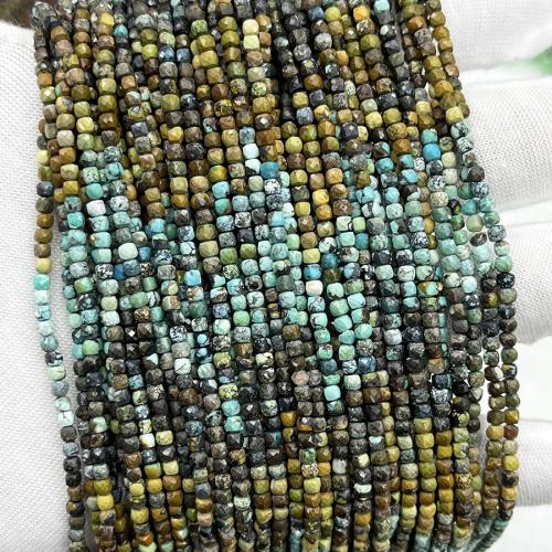 Tirkizna perle, Afrička tirkizna, Trg, modni nakit & možete DIY & faceted, miješana boja, 2.50mm, Prodano Per Približno 38 cm Strand