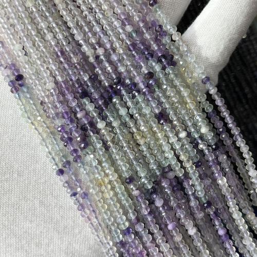 Fluorit Pärlor, färgrik Fluorit, Abacus, mode smycken & DIY & fasetterad, blandade färger, 2x3mm, Såld Per Ca 38 cm Strand