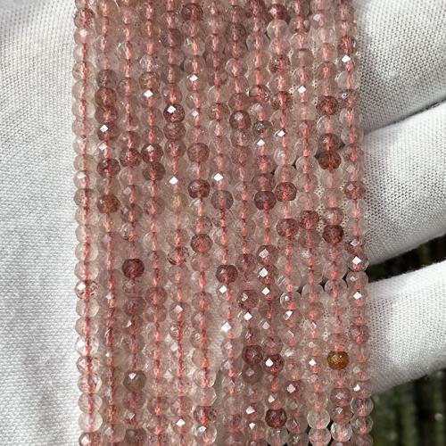 Perline di quarzo naturale, Strawberry Quartz, abaco, gioielli di moda & DIY & sfaccettati, rosa, 2x3mm, Venduto per Appross. 38 cm filo