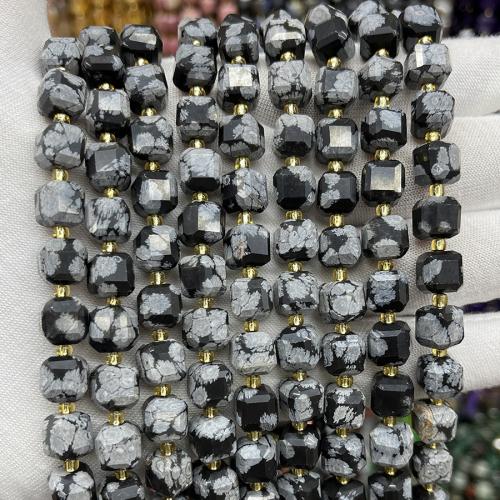 Snowflake Obsidian χάντρες, Πλατεία, κοσμήματα μόδας & DIY & διαφορετικό μέγεθος για την επιλογή & πολύπλευρη, μικτά χρώματα, Sold Per Περίπου 38 cm Strand