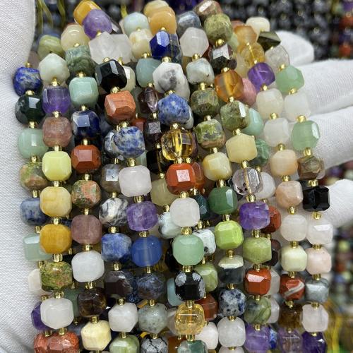 Dragi kamen perle Nakit, Multi - gemstone, Trg, modni nakit & možete DIY & različite veličine za izbor & faceted, miješana boja, Prodano Per Približno 38 cm Strand