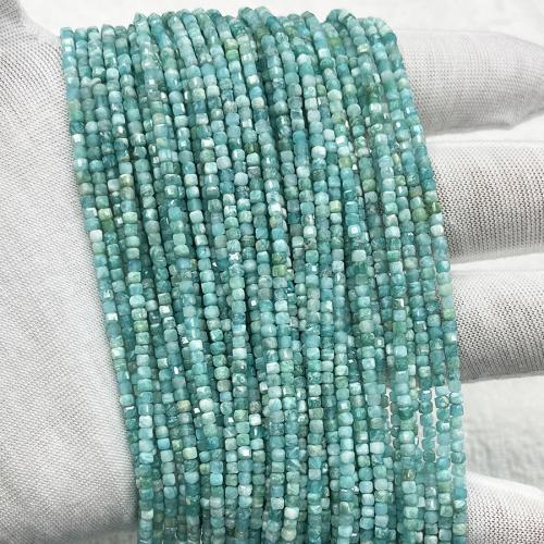 Amazonit Perlen, Quadrat, Modeschmuck & DIY & facettierte, himmelblau, 2.50mm, verkauft per ca. 38 cm Strang