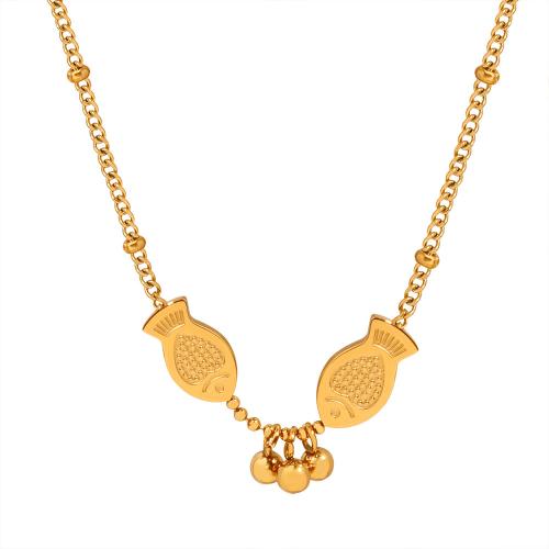 Colar de aço titânio, Partículas de aço, with 5cm extender chain, joias de moda & para mulher, dourado, comprimento Aprox 40 cm, vendido por PC