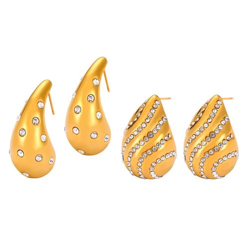 Titanium stål øreringe, med tjekkisk, mode smykker & forskellige stilarter for valg & for kvinde, flere farver til valg, Solgt af par