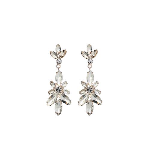 Tibetan Style Drop Earrings, fashion jewelry & for woman & with rhinestone, silver color, 25x65mm, Sold By Pair