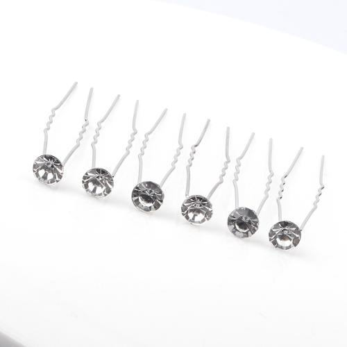 Hair Stick, Tibetan Style, 6 pieces & for woman & with rhinestone, silver color, 70x5mm, Sold By Set