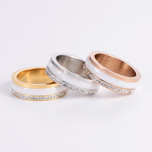 nehrđajućeg Čelik vještački dijamant Finger Ring, 304 nehrđajućeg čelika, različite veličine za izbor & za žene & s Rhinestone, više boja za izbor, Prodano By PC