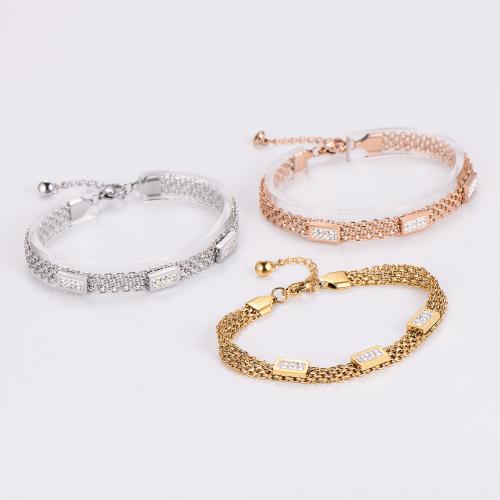 Stainless Steel Jewelry Bracelet, 316L Stainless Steel, with 4cm extender chain, fashion jewelry & micro pave cubic zirconia & for woman, more colors for choice, Length:Approx 18 cm, Sold By PC