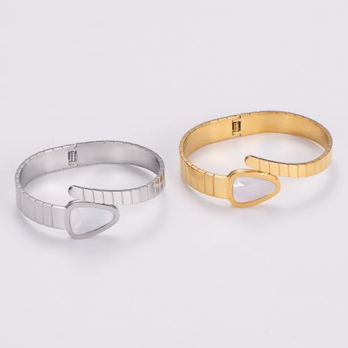 Stainless Steel Bangle 316L Stainless Steel with Shell Snake fashion jewelry & for woman Inner Approx 60mm Sold By PC