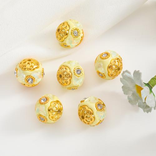 Rhinestone Tibetan Style Beads, gold color plated, DIY & enamel & with rhinestone, more colors for choice, nickel, lead & cadmium free, 16mm, 50PCs/Bag, Sold By Bag