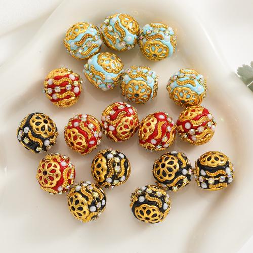 Rhinestone Zinc Alloy Beads with Clay gold color plated DIY & with rhinestone nickel lead & cadmium free 16mm Sold By Bag